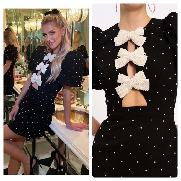 Rebecca Vallance Dresses & Skirts - Rebecca Vallance Veronica Pearl Bow Rhinestones Dress